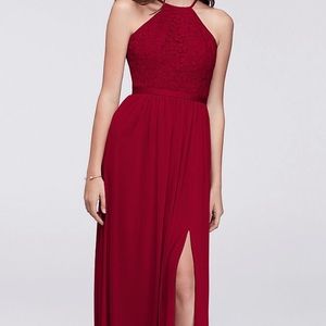 David’s bridal open-back and mesh bridesmaid dress